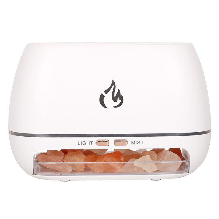 White diffuser with Himalayan salt stones on a white background